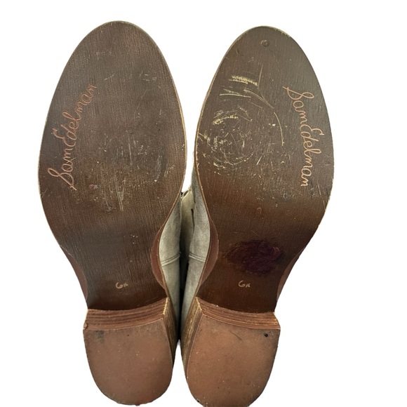 Sam Edelman Pierson Taupe Suede Woven Cutout Western Ankle Boots Size 6.5 - Picture 6 of 10